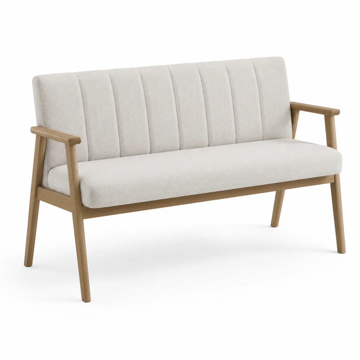 Panca in legno con seduta imbottita beige 120cm
