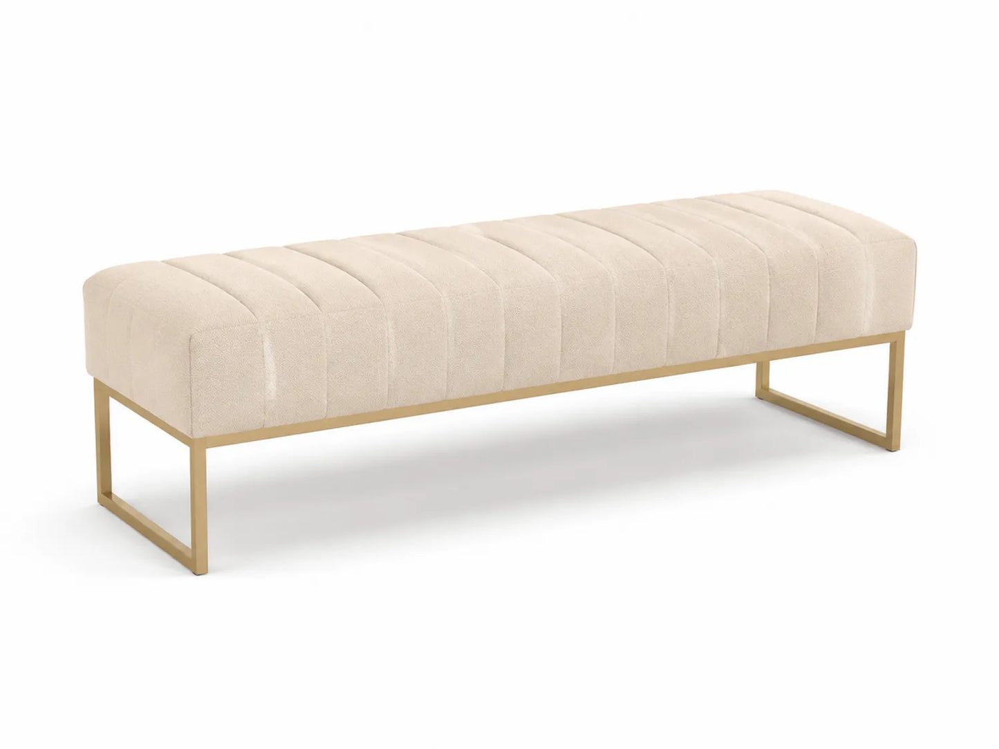 Panca in velluto beige con base in metallo