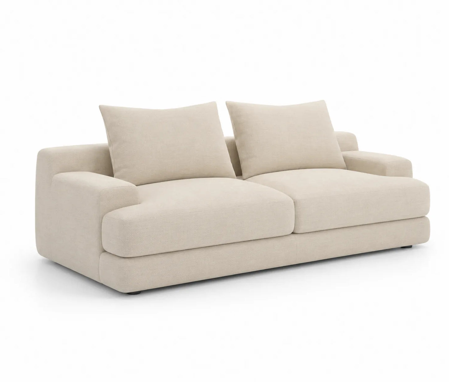 Divano tre posti in tessuto beige