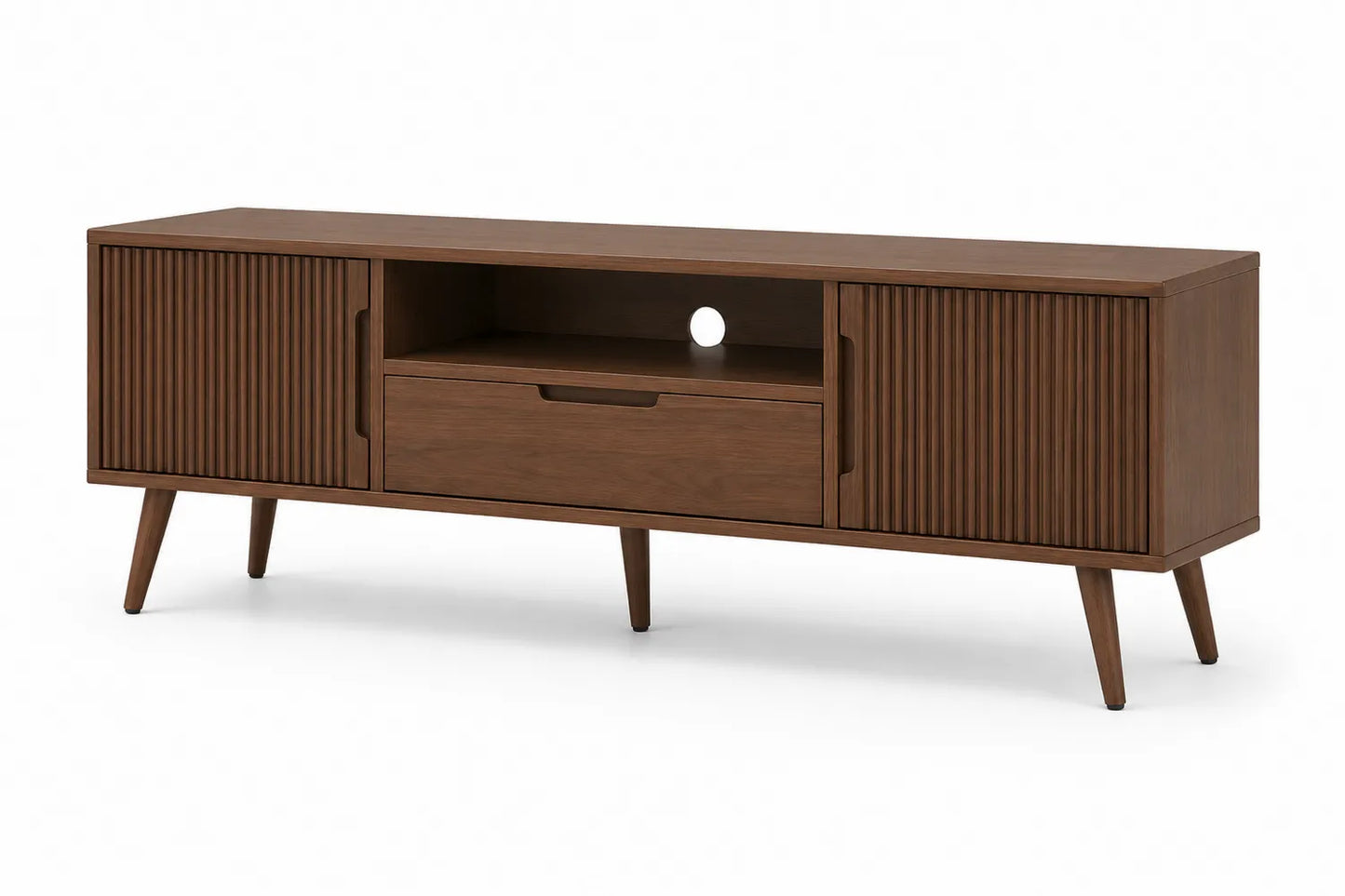 Mobile TV in legno massello marrone con sportelli e cassetto 120x40x50 cm