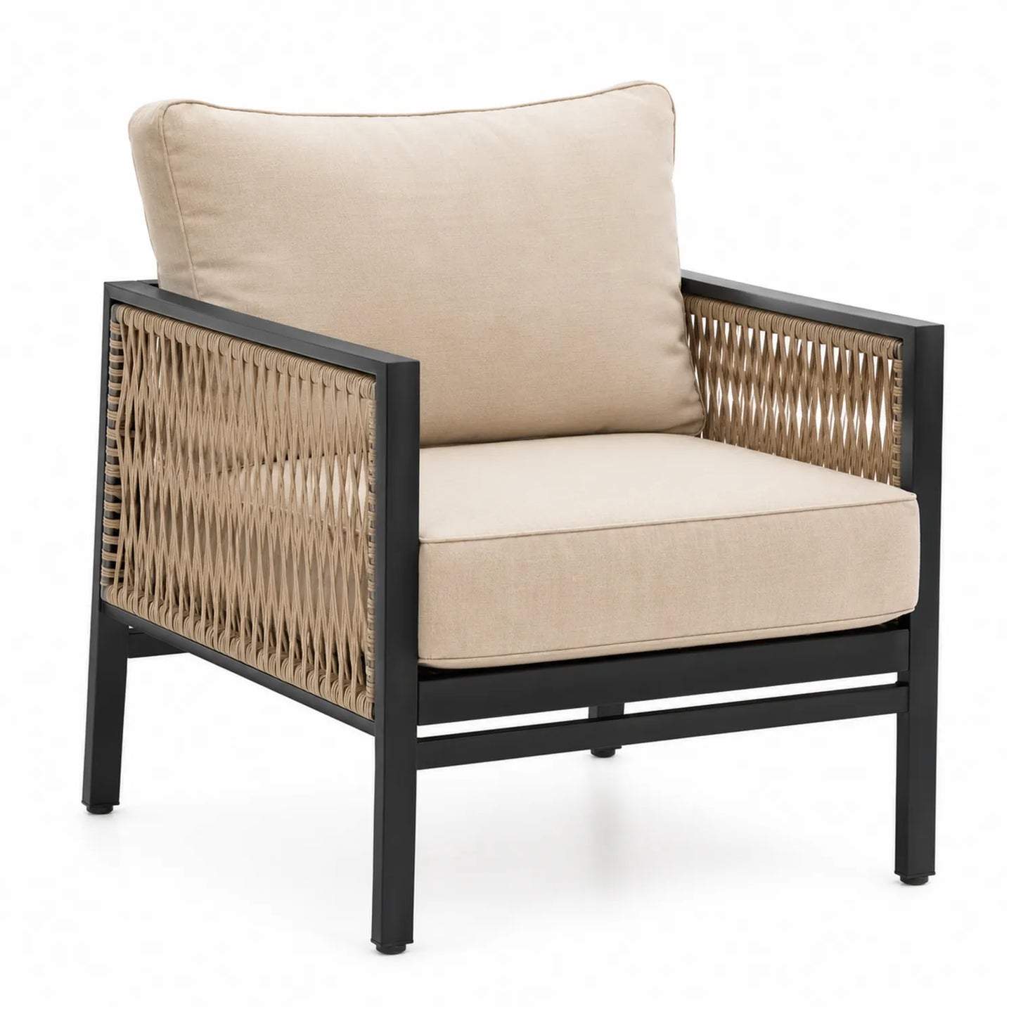 Poltrona da Esterno in Alluminio e Rattan Sintetico Beige