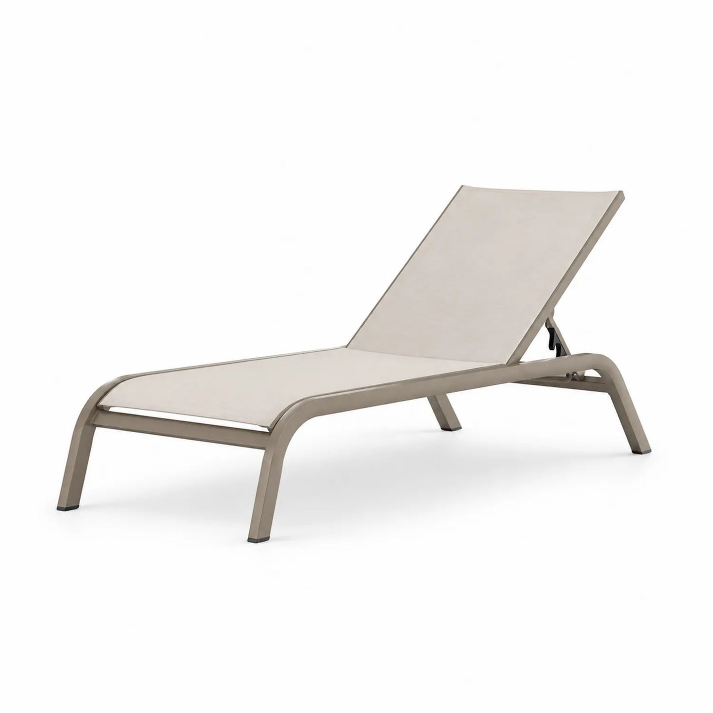 Chaise longue in alluminio e tessuto beige 200x65x35 cm