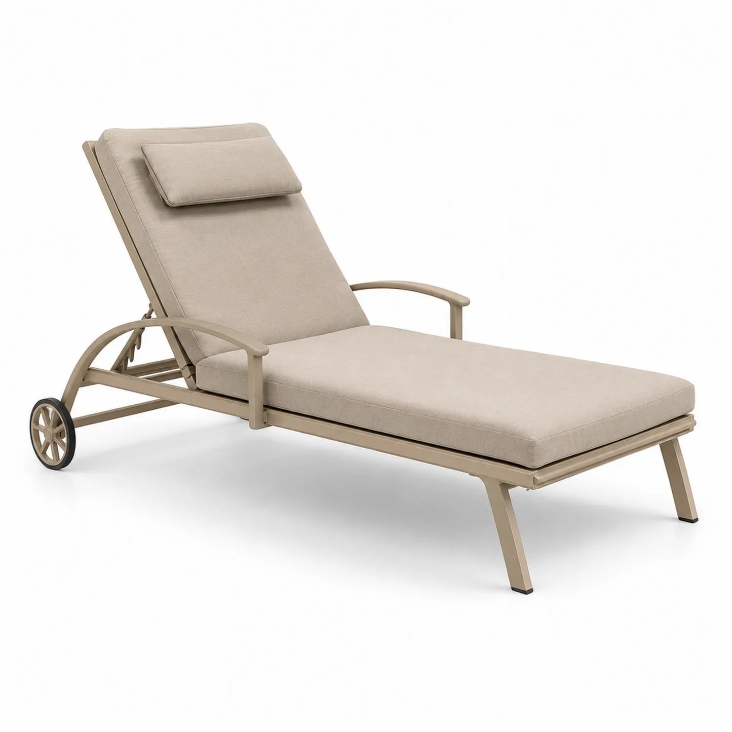 Chaise Longue da Esterno in Alluminio con Cuscino in Poliestere Beige