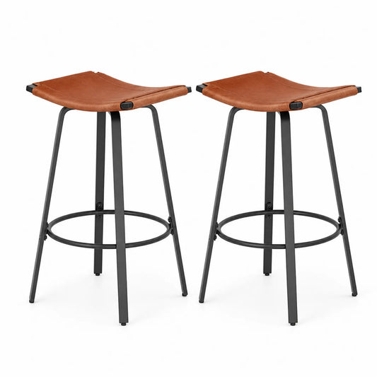 Set di 2 sgabelli da bar in similpelle con struttura in metallo