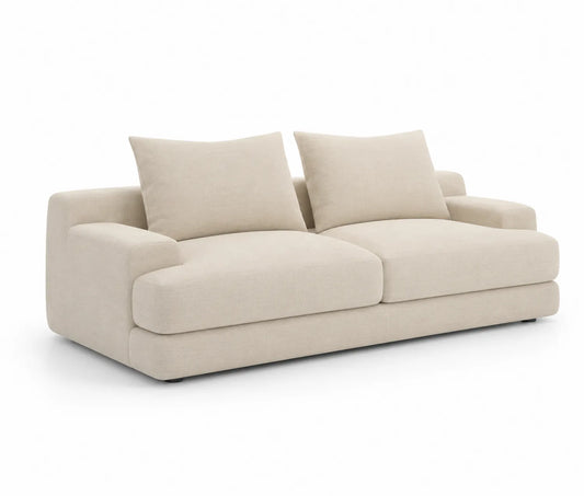 Divano tre posti in tessuto beige
