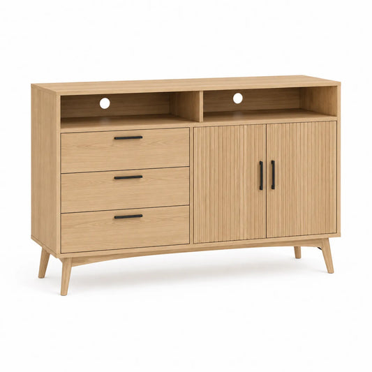 Credenza in legno con tre cassetti e due ante