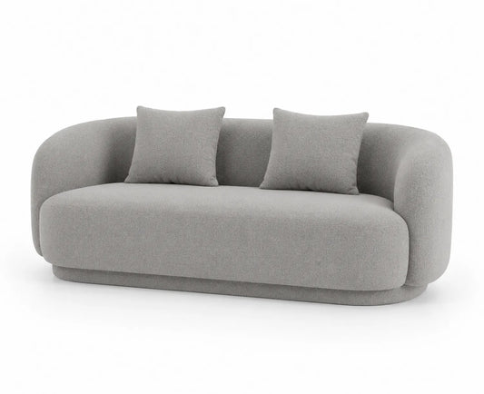 Divano in tessuto poliestere grigio con cuscini 180 cm