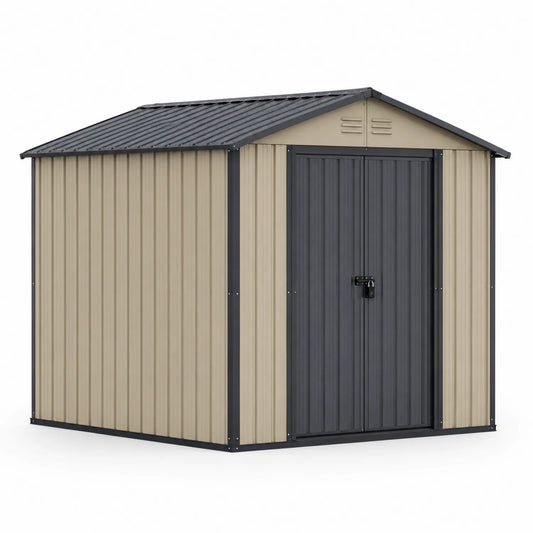Capanno da giardino in acciaio zincato beige/grigio 213x127x185 cm
