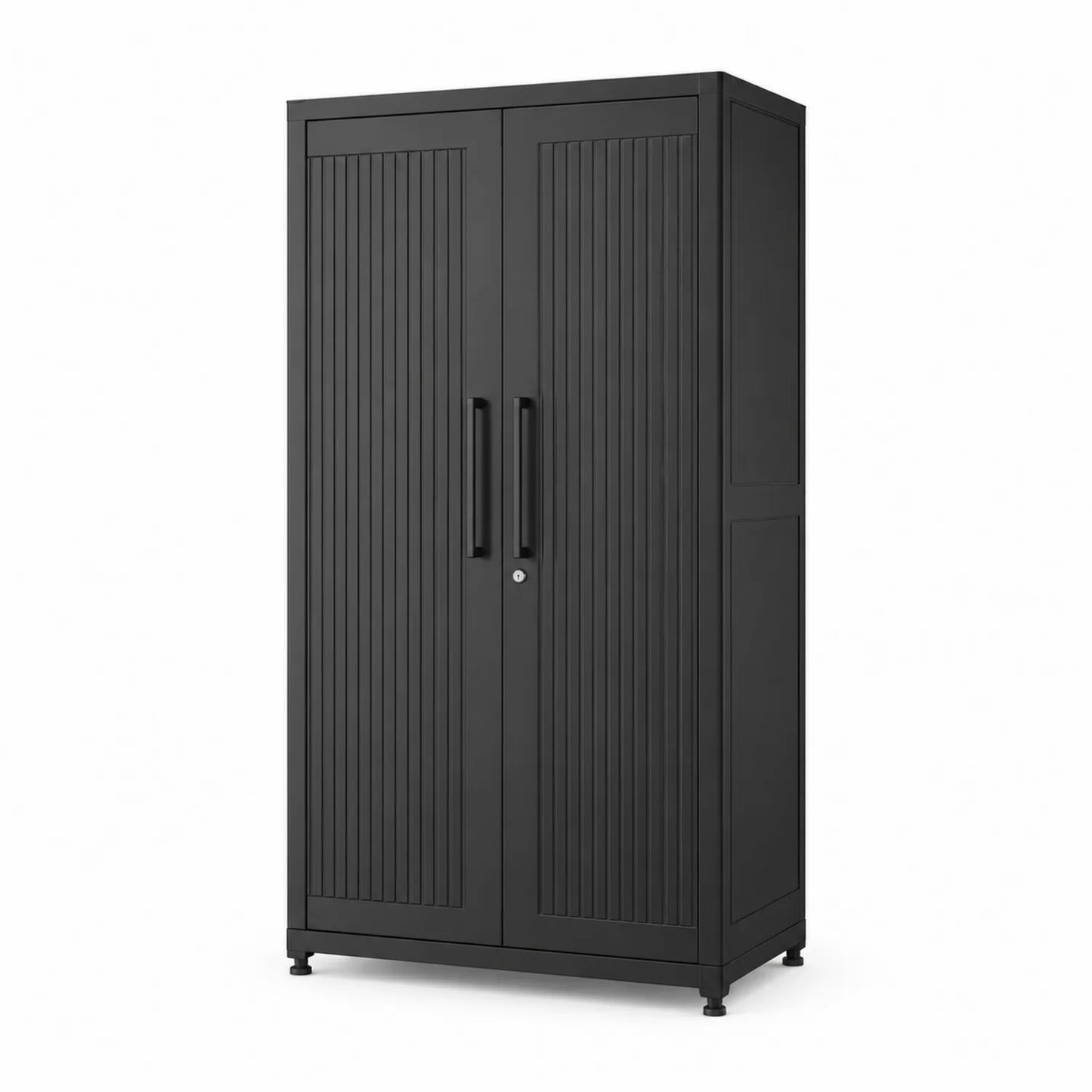 Armadio in Acciaio Nero con 2 Ante e Serratura 90x45x180 cm