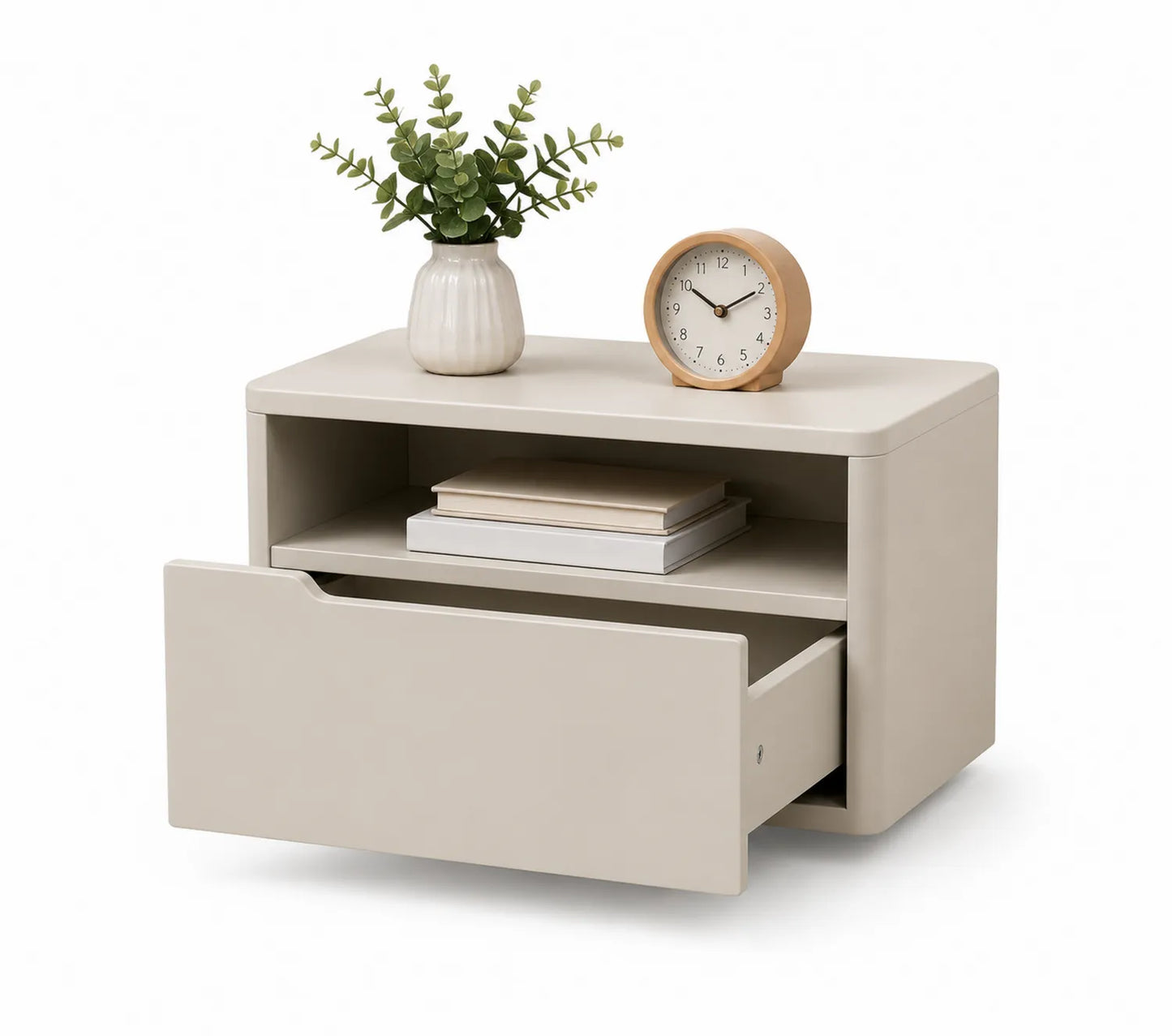 Comodino in MDF Beige con Cassetto singolo e Ripiano
