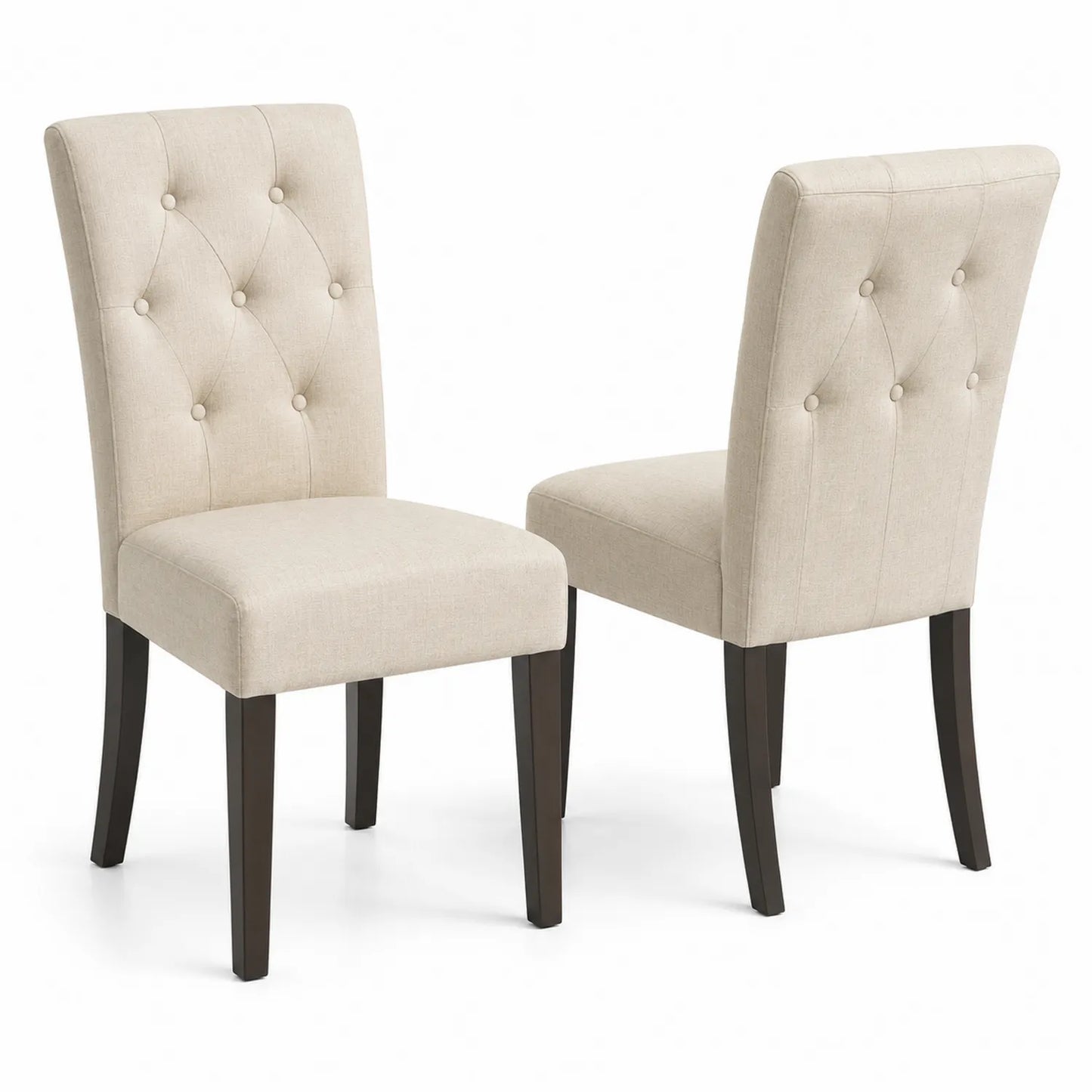 Set di 2 sedie da pranzo in tessuto beige con gambe in legno