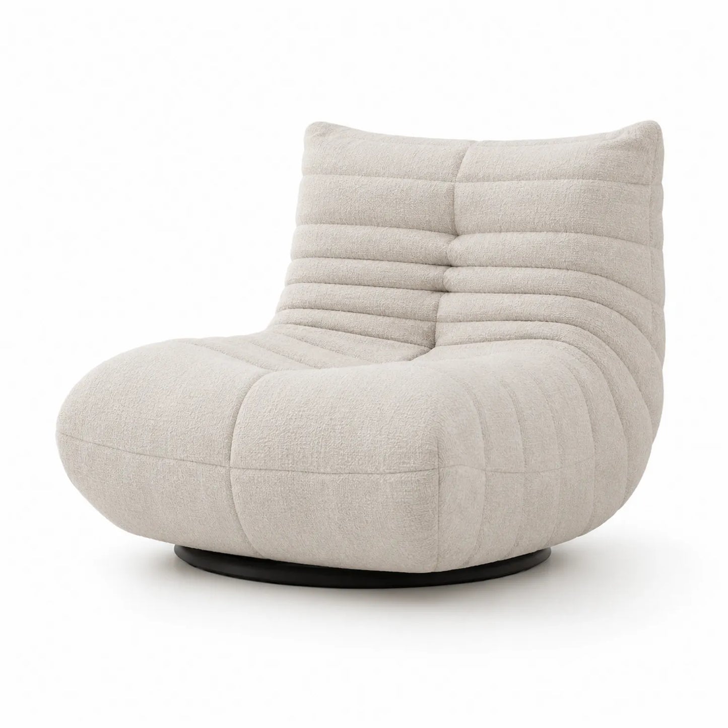 Poltrona girevole in poliestere crema 75x90x85 cm
