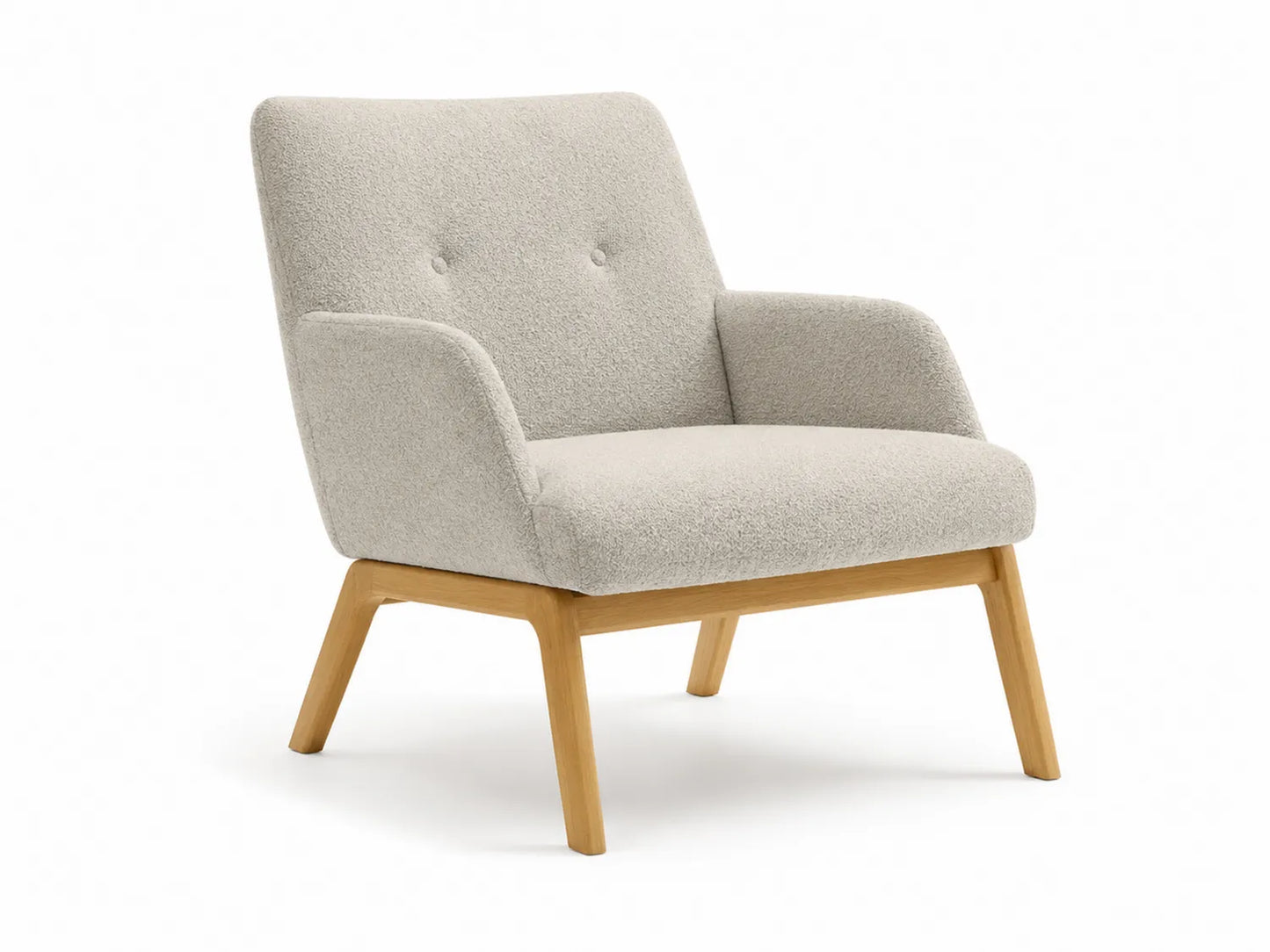 Poltrona in legno di faggio e tessuto bouclé Beige 80x75x70 cm
