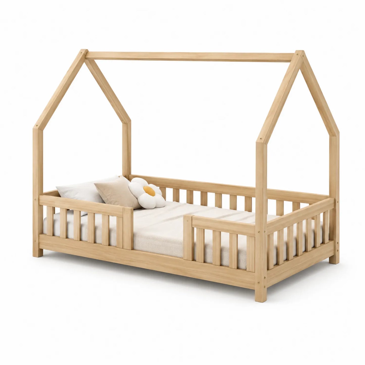 Letto in legno di pino a forma di casa 160x80 cm