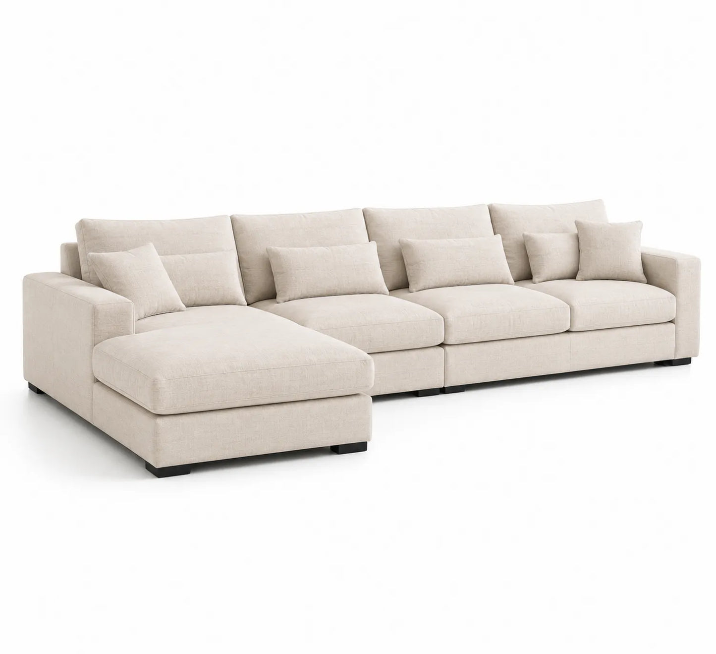 Divano angolare modulare in tessuto beige 300x170x85 cm