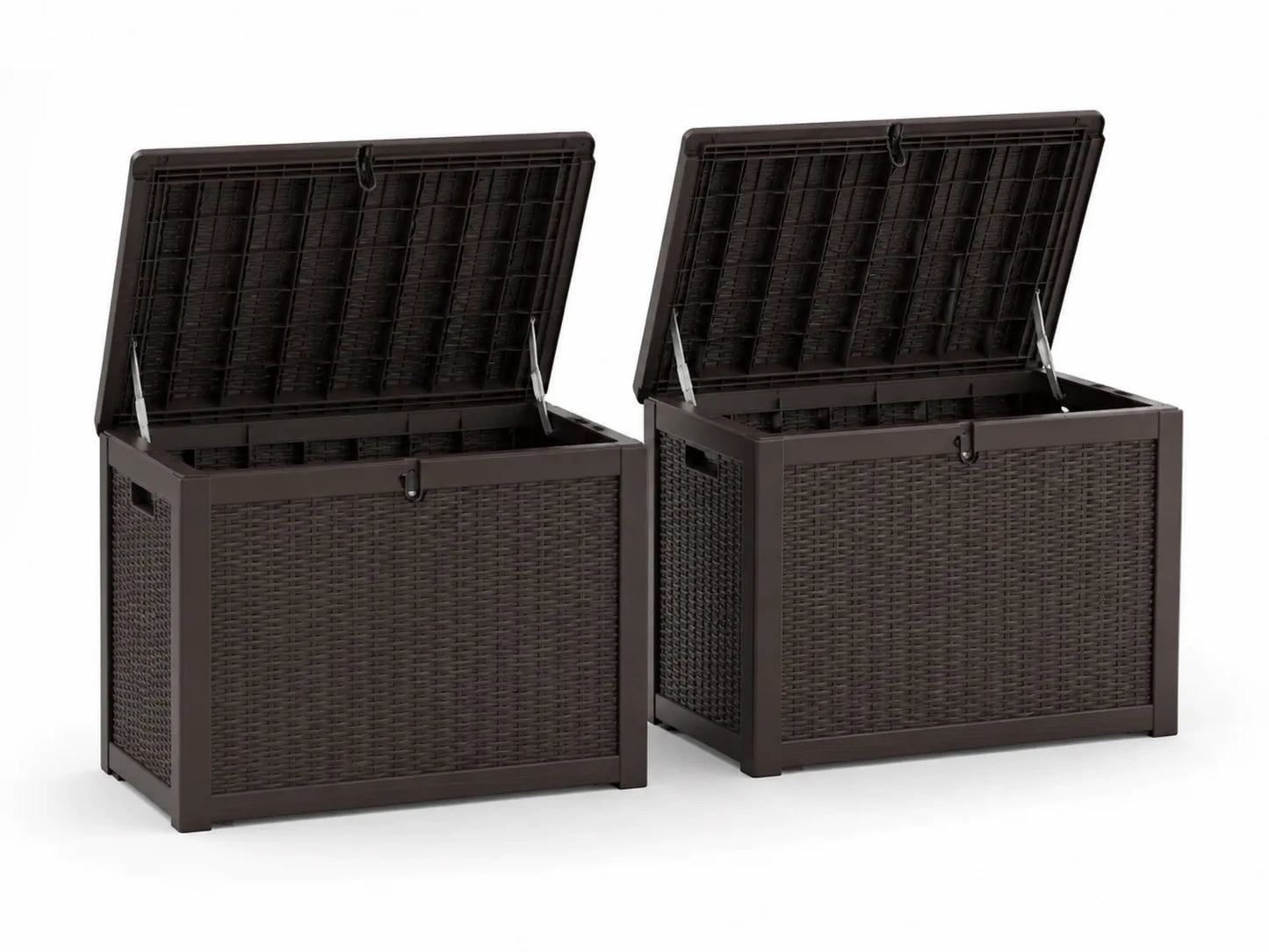 Set di 2 Bauli da Esterno in Resina Effetto Rattan Marrone