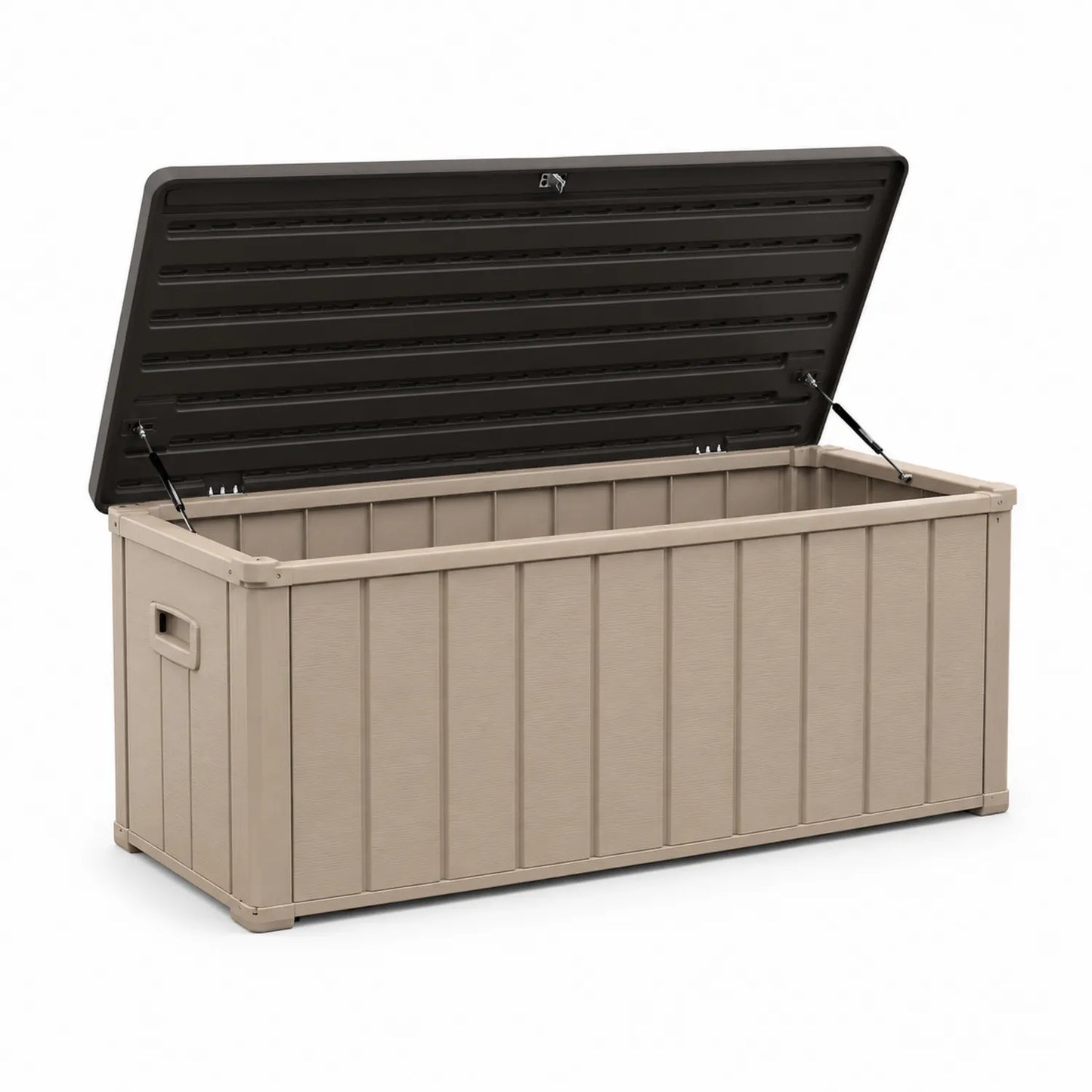Contenitore in plastica beige 120x45x60 cm con coperchio
