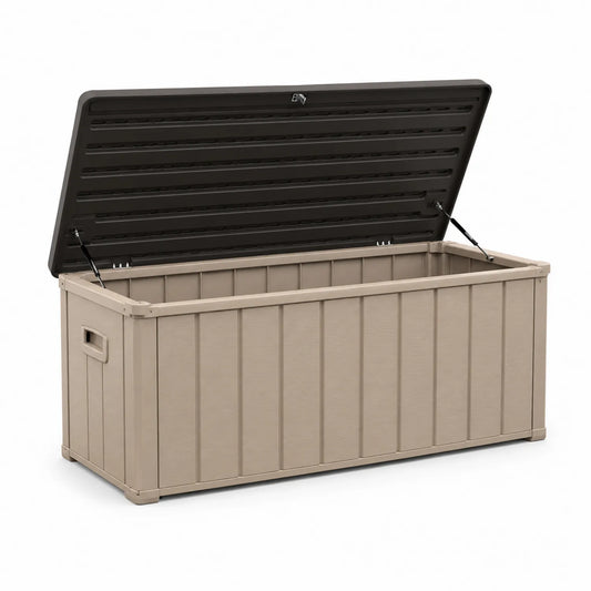Contenitore in plastica beige 120x45x60 cm con coperchio