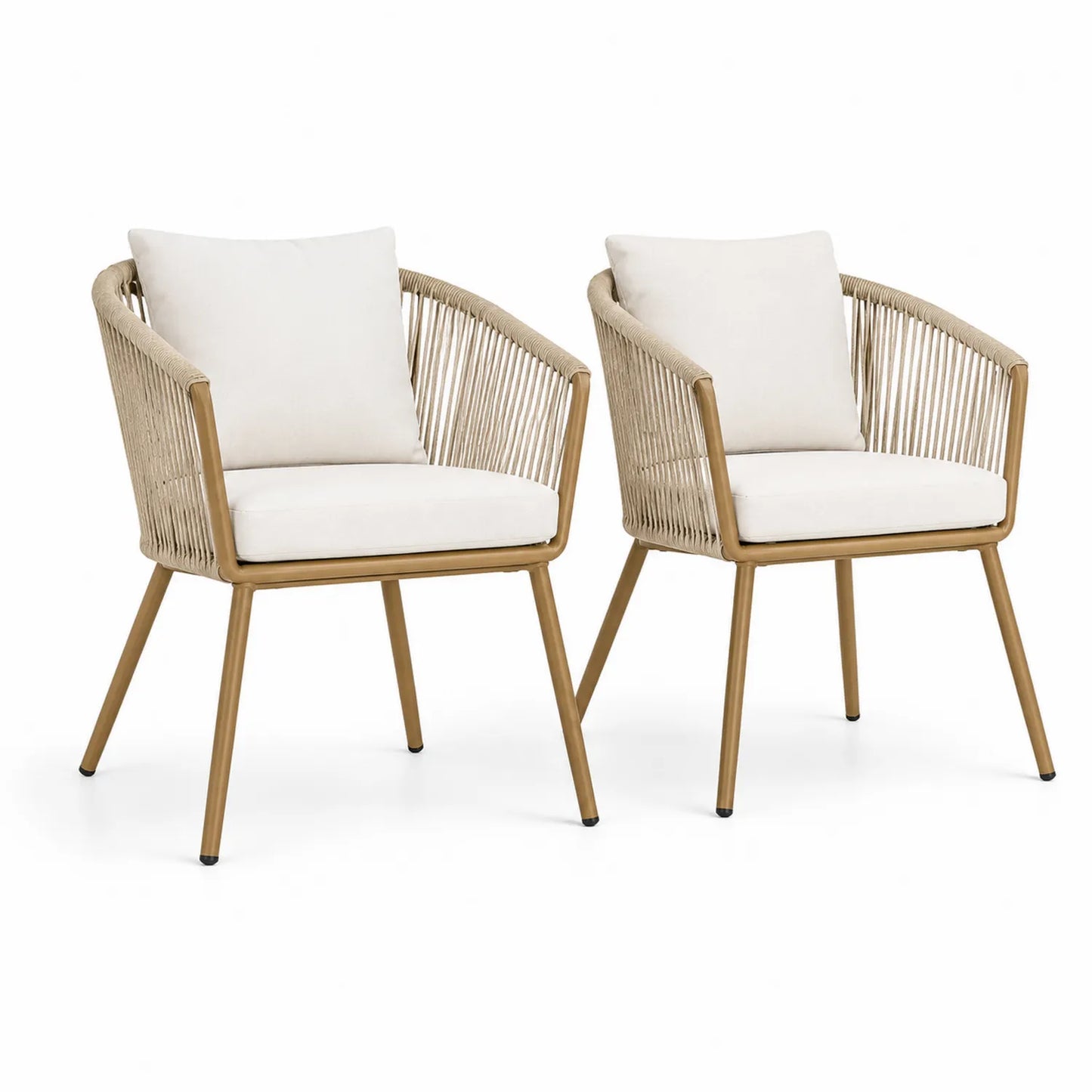 Sedie da Esterno in Alluminio con Cuscini in Poliestere Beige
