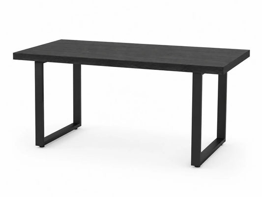 Tavolo da pranzo rettangolare in legno e metallo nero 180x90x75 cm