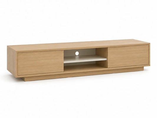 Mobile TV in legno di quercia naturale e MDF bianco 180x40x45 cm