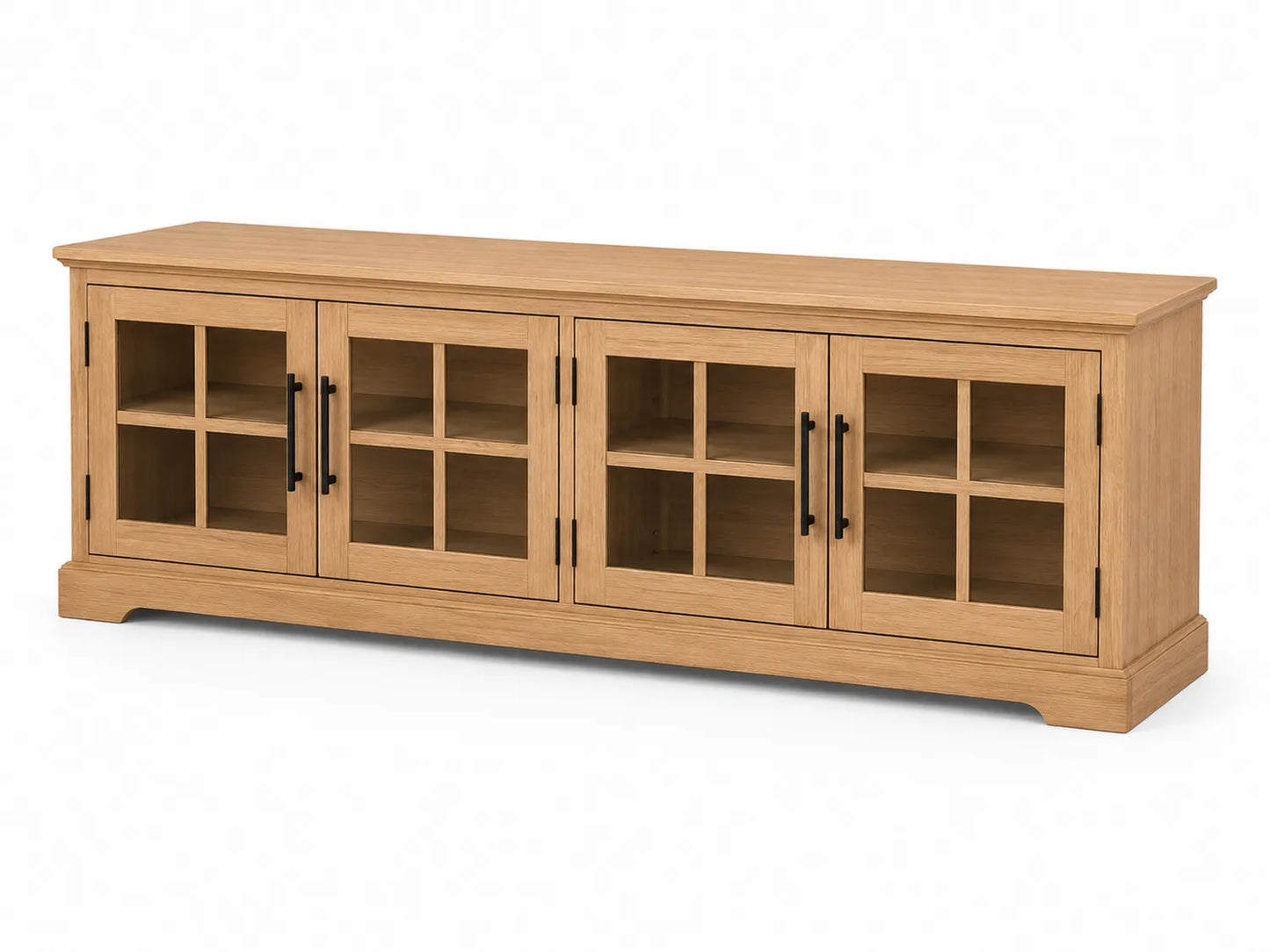 Mobile TV in legno di rovere con ante in vetro temperato