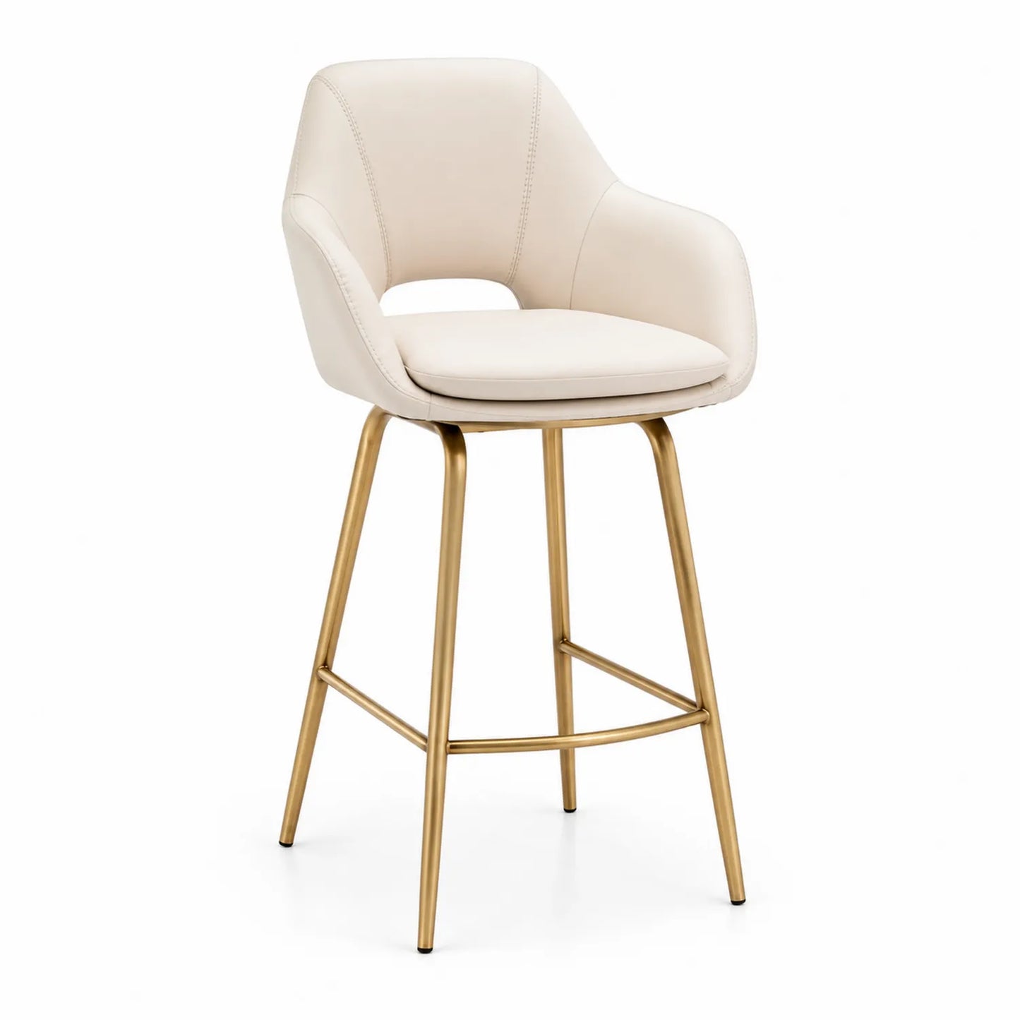 Sgabello da bar in pelle PU con gambe in metallo colore Oro
