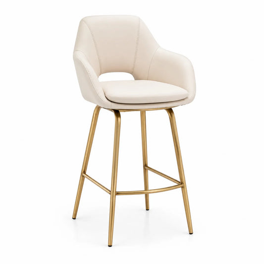 Sgabello da bar in pelle PU con gambe in metallo colore Oro