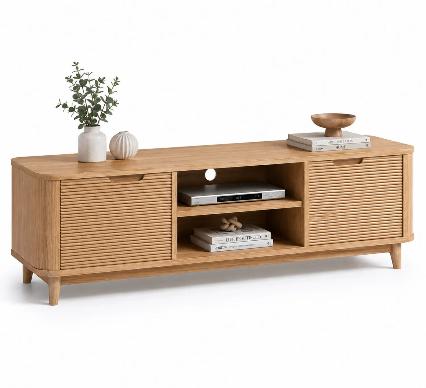 Mobile TV in Legno Rovere con Ante Scorrevoli 180x40x50 cm