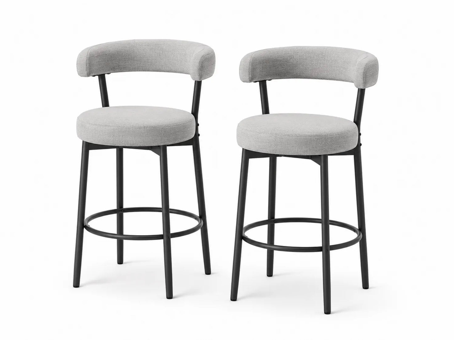 Set di 2 sgabelli da bar in tessuto grigio e metallo