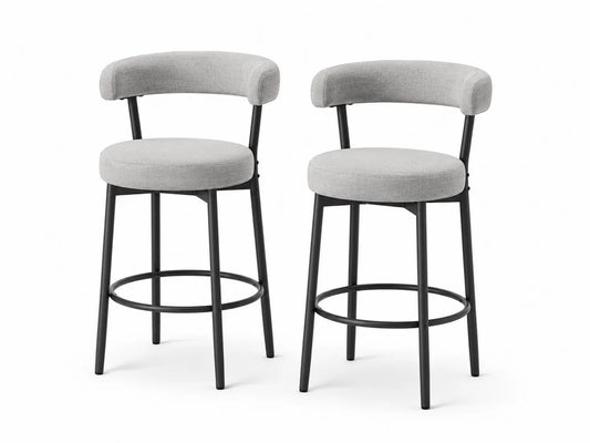 Set di 2 sgabelli da bar in tessuto grigio e metallo