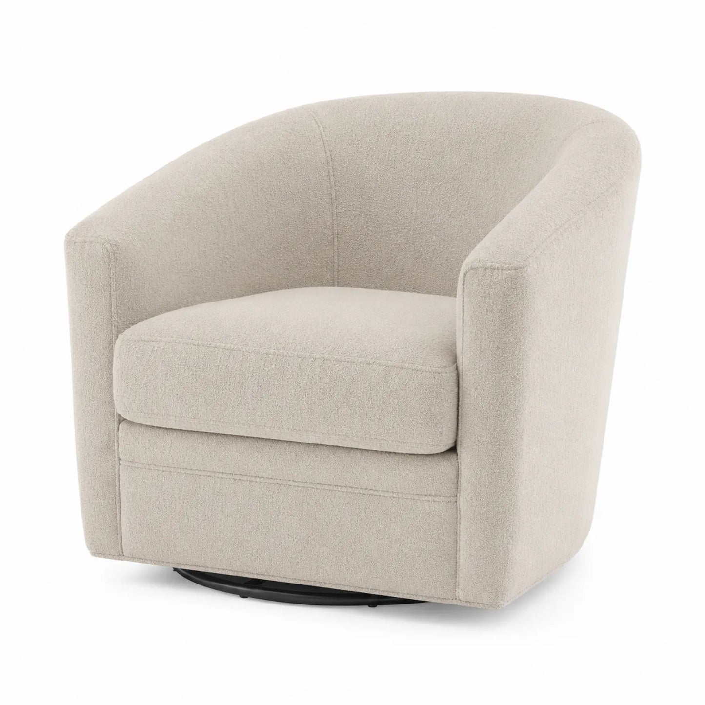 Poltrona girevole in tessuto bouclé beige