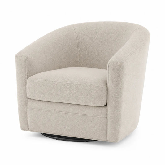 Poltrona girevole in tessuto bouclé beige