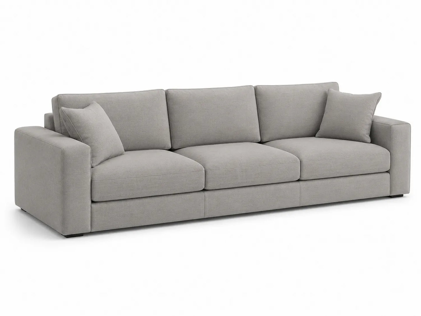 Divano in tessuto grigio con cuscini 220x90x85 cm
