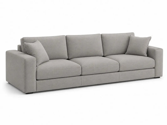 Divano in tessuto grigio con cuscini 220x90x85 cm