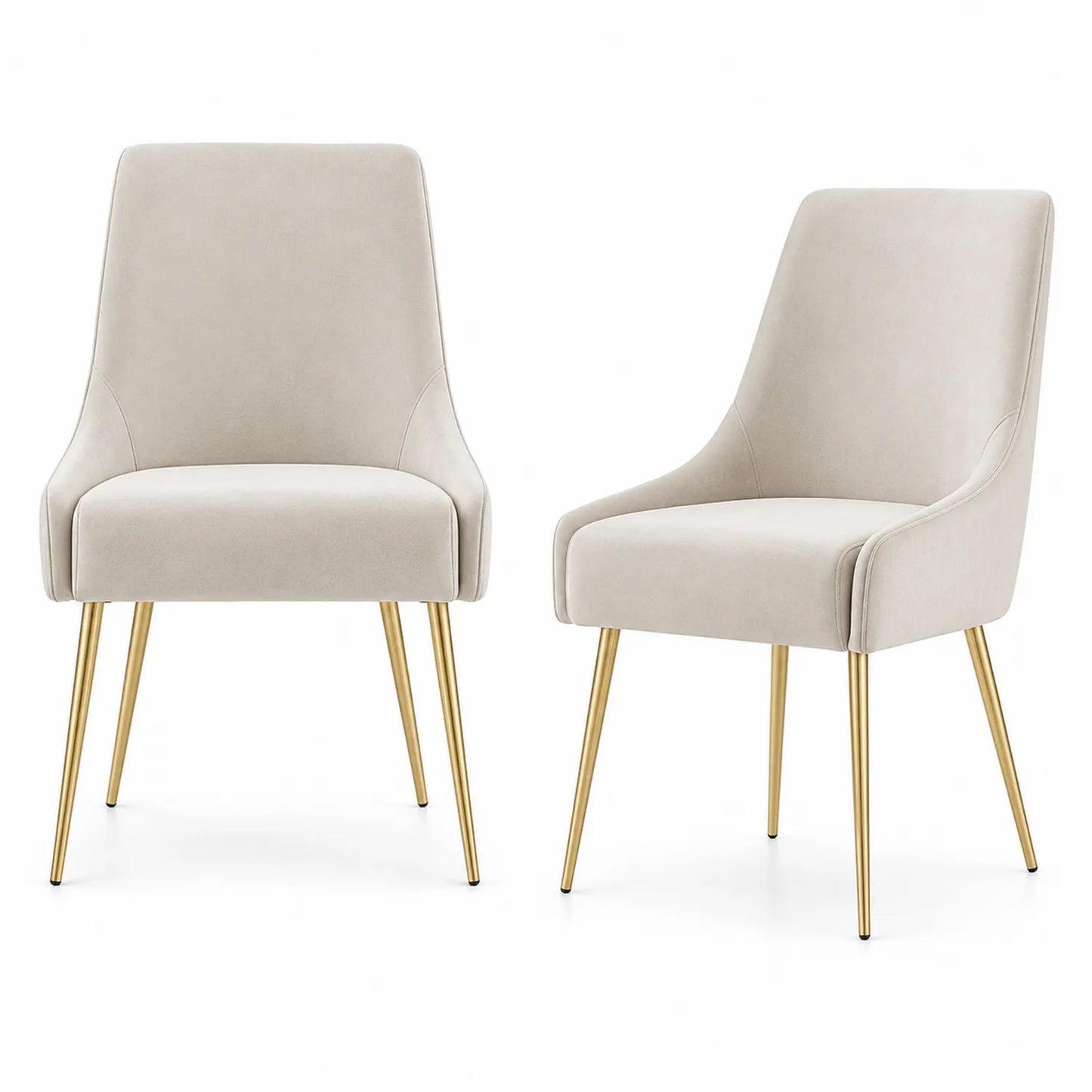 Set di 2 sedie da pranzo in velluto con gambe in metallo dorato
