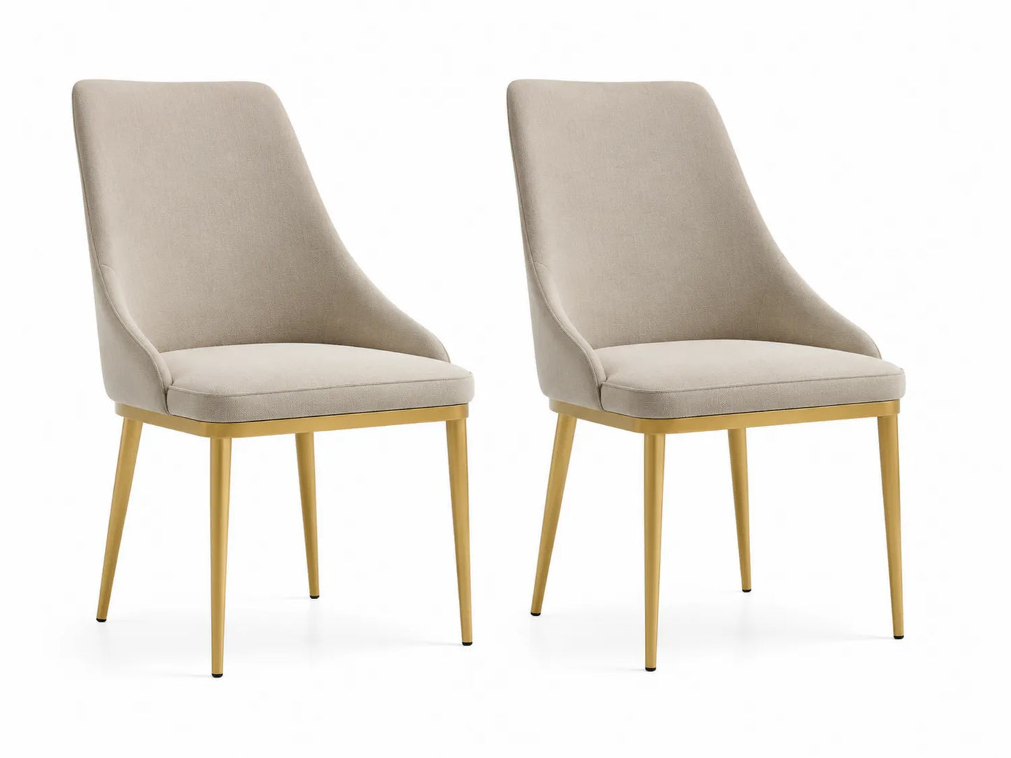 Set di 2 sedie in lino beige con gambe in metallo