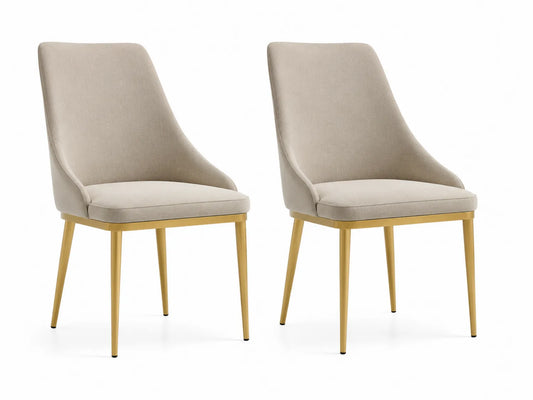 Set di 2 sedie in lino beige con gambe in metallo